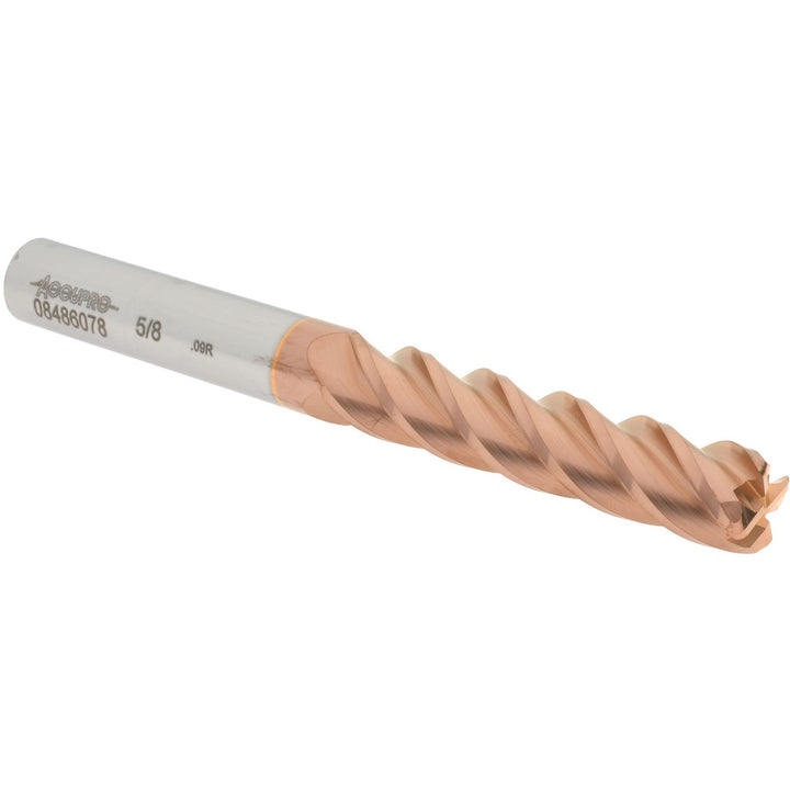 5/8" 4-Flute Solid Carbide Corner Radius End Mill, TiCN - Accupro 12183353