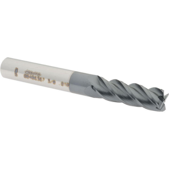 3/8" 4-Flute Solid Carbide Corner Radius End Mill, AlTiN - Accupro 12183067