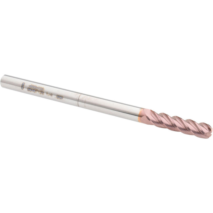 1/4" 4-Flute Solid Carbide Corner Radius End Mill, TiCN - Accupro 12183486