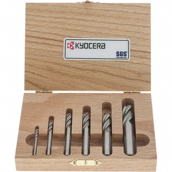 1/2; 1/4; 1/8; 3/16; 3/8; 5/16" 4-Flute Solid Carbide End Mill Sets - SGS 30189