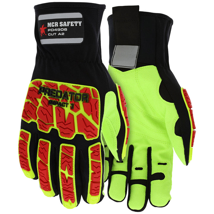 Large Black; Lime Synthetic Cut, Puncture & Abrasion-Resistant Gloves - MCR Safety PD4906L