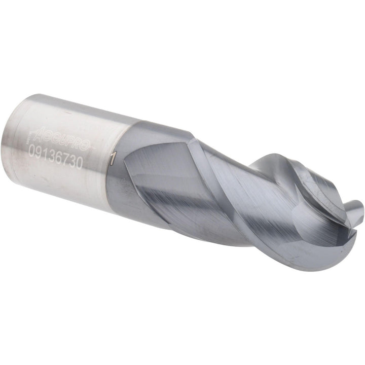 1" 3-Flute Solid Carbide Ball End Mill, AlTiN - Accupro 12184324