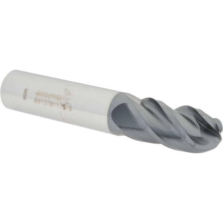 5/8" 4-Flute Solid Carbide Ball End Mill, AlTiN - Accupro 12184693