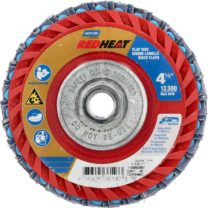4-1/2" 40-Grit Ceramic Disc - Norton 63642536147