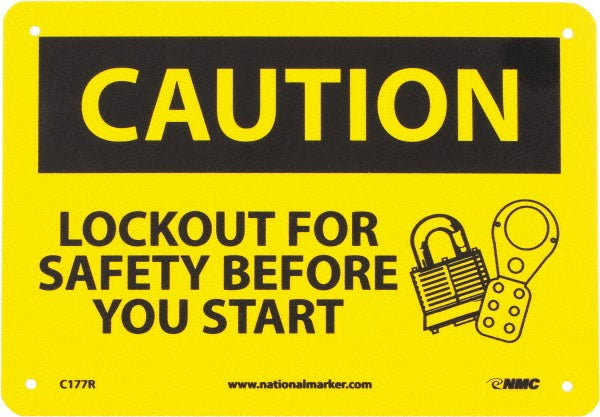 Caution - Lock Out for Safety Before You Start Sign - AccuformNMC C177R