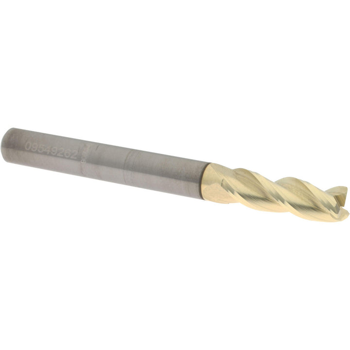 1/4" 3-Flute Solid Carbide Corner Radius End Mill, ZrN - Accupro 314586