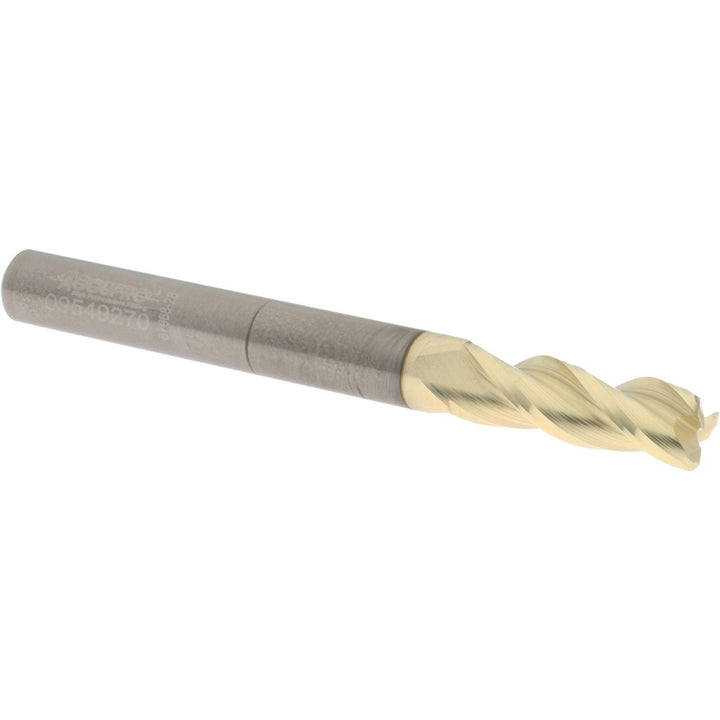 1/4" 3-Flute Solid Carbide Corner Radius End Mill, ZrN - Accupro 314592