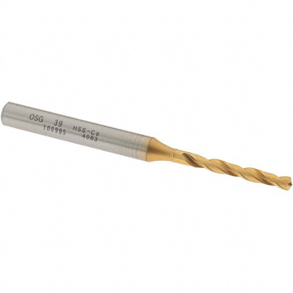 #39 Cobalt High Speed Steel Screw Machine Drill Bit, Coated, 130° point - OSG 10099505