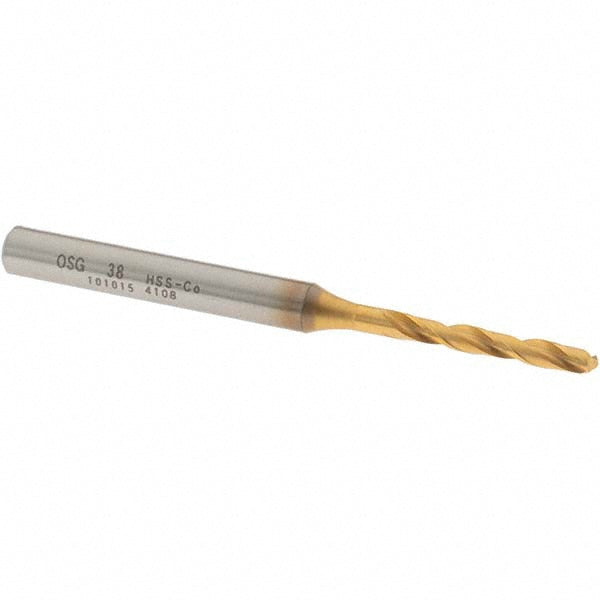 #38 Cobalt High Speed Steel Screw Machine Drill Bit, Coated, 130° point - OSG 10101505