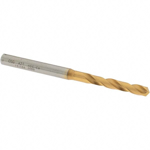 #21 Cobalt High Speed Steel Screw Machine Drill Bit, Coated, 130° point - OSG 10159005