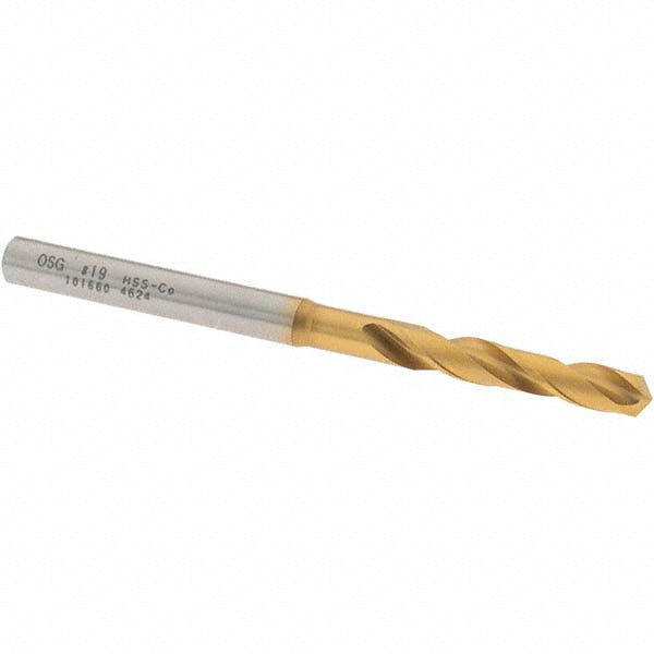#19 Cobalt High Speed Steel Screw Machine Drill Bit, Coated, 130° point - OSG 10166005