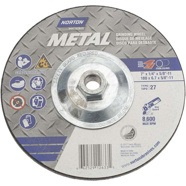 7 x 1/4" Aluminum Oxide Grinding & Cutoff Wheel - Norton 66252912633
