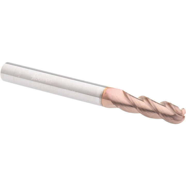 15/64" 3-Flute Solid Carbide Ball End Mill, TiCN - Accupro 12184347