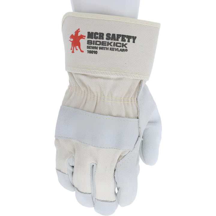 Small Gray; White; White Cowhide Leather General Purpose Gloves - MCR Safety 16010S