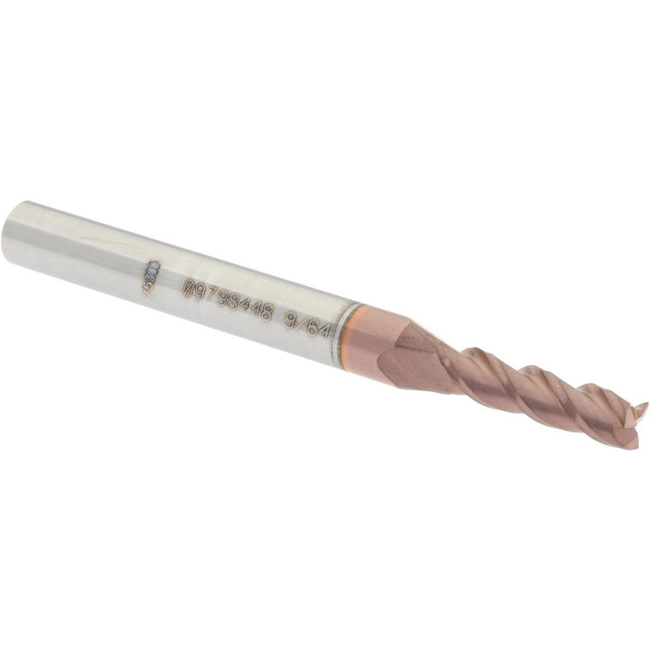 9/64" 3-Flute Solid Carbide Square End Mill, TiCN - Accupro 12181906