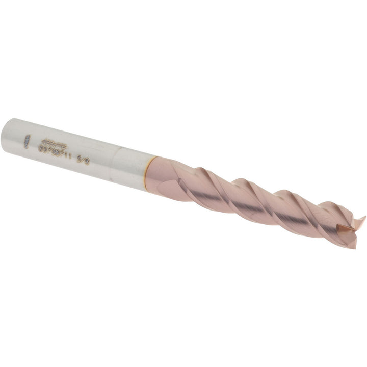 3/8" 3-Flute Solid Carbide Square End Mill, TiCN - Accupro 12182248
