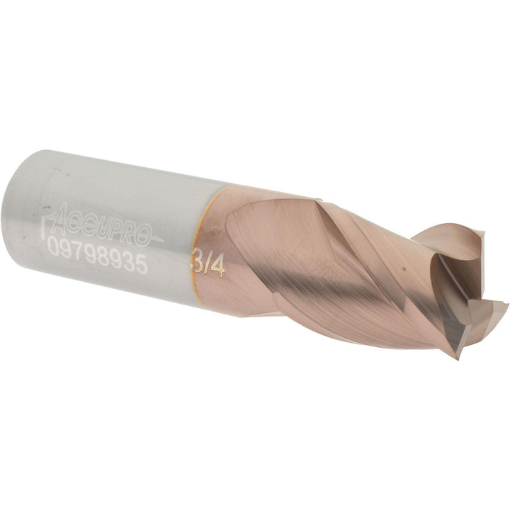 3/4" 3-Flute Solid Carbide Square End Mill, TiCN - Accupro 12182200