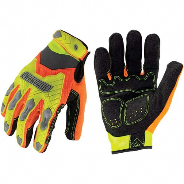 X-Large High-Visibility Orange; Yellow Synthetic Leather Cut, Puncture & Abrasion-Resistant Gloves - ironCLAD IEX-HZI-05-XL