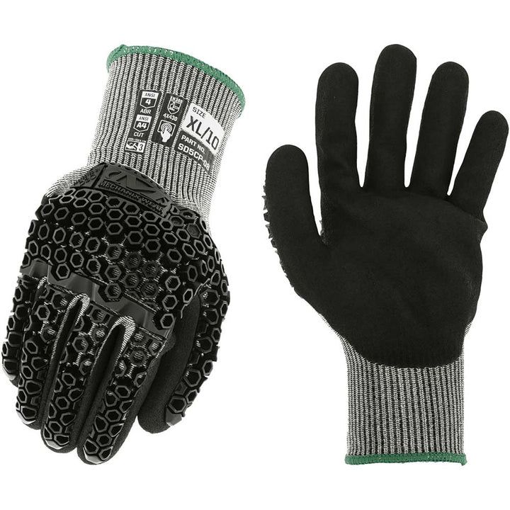 X-Large White; Black HPPE; Steel Knit Cut-Resistant; Impact-Resistant; Puncture Resistant Gloves - Mechanix Wear SD5CP-08-010