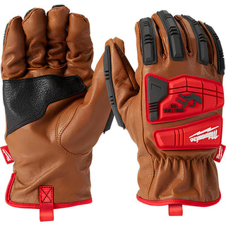 Medium Brown; Black; Red Leather Cut & Puncture-Resistant; Impact-Resistant Gloves - Milwaukee Tool 48-22-8771