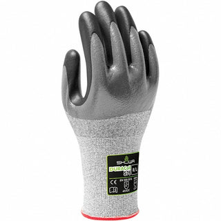 Large Gray; Black Engineered Yarn; HPPE; Polyester Cut-Resistant Gloves - SHOWA 576L-08