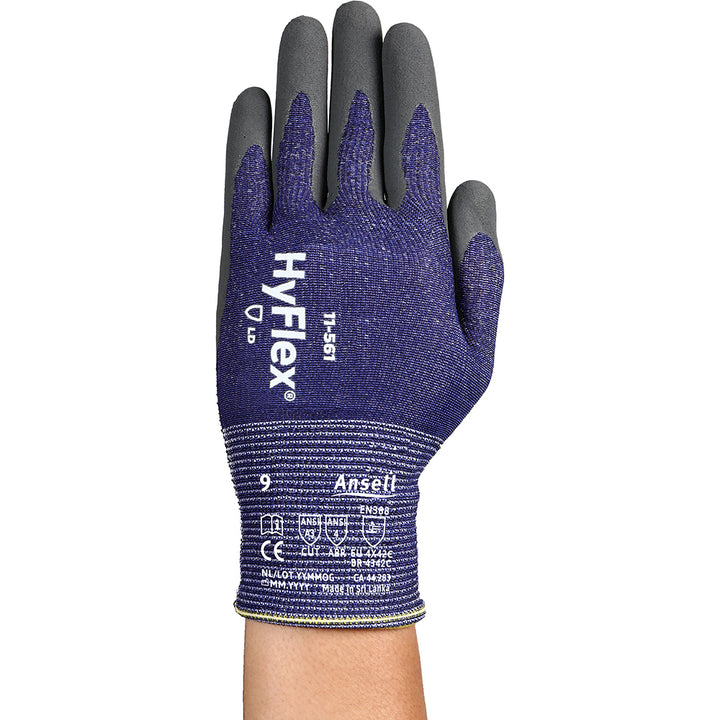 Small Blue; Gray Nylon; HPPE; Basalt; Spandex; Polyester Cut-Resistant Gloves - Ansell 11561070