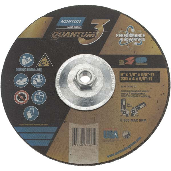 9 x 1/8" 24-Grit Ceramic Alumina Grinding & Cutoff Wheel - Norton 66252839431