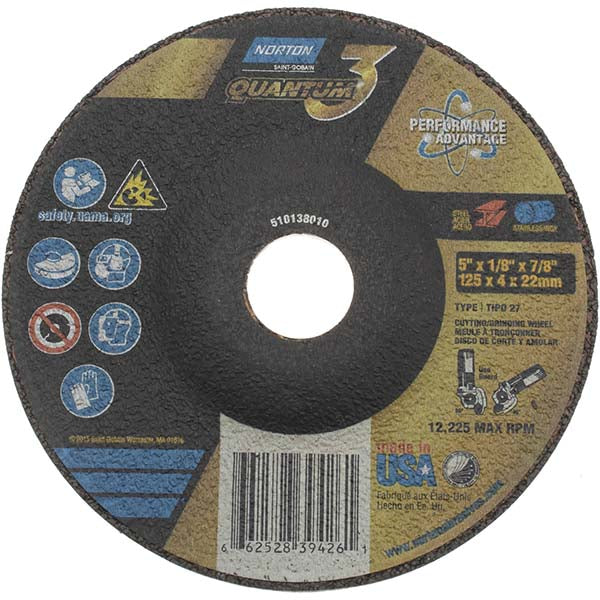 5 x 1/8" 24-Grit Ceramic Alumina Grinding & Cutoff Wheel - Norton 66252839426