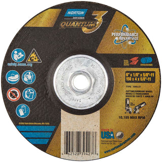 6 x 1/8" 24-Grit Ceramic Alumina Grinding & Cutoff Wheel - Norton 66252839427