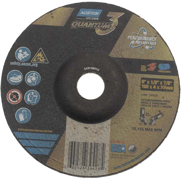 6 x 1/8" 24-Grit Ceramic Alumina Grinding & Cutoff Wheel - Norton 66252839428