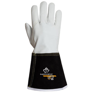 Large Black; White Goatskin Cut, Puncture & Abrasion-Resistant Gloves - Superior Glove Works 399GKGL5-L