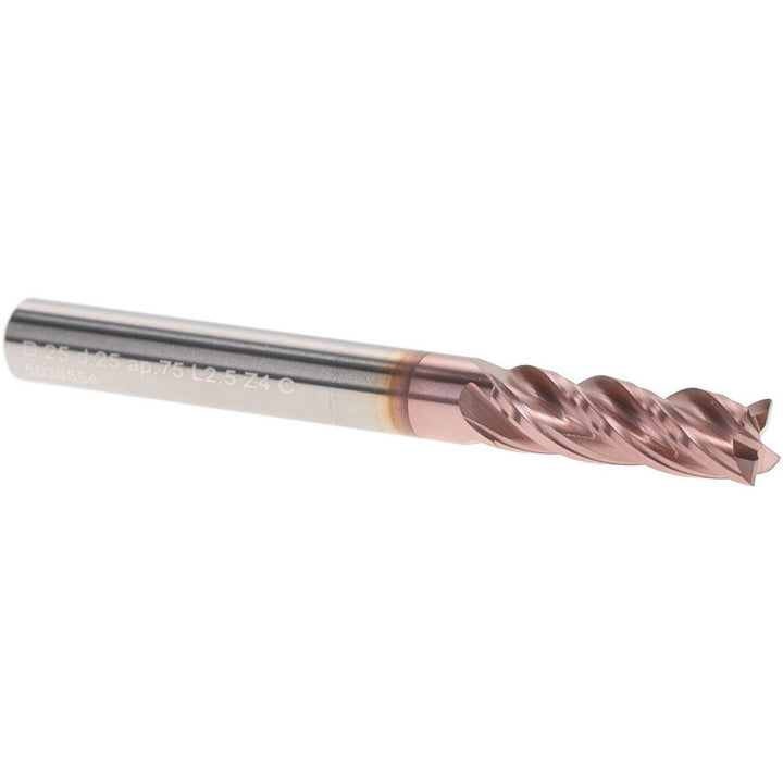1/4" 4-Flute Solid Carbide Square End Mill, TiAlCN - Iscar 3398259