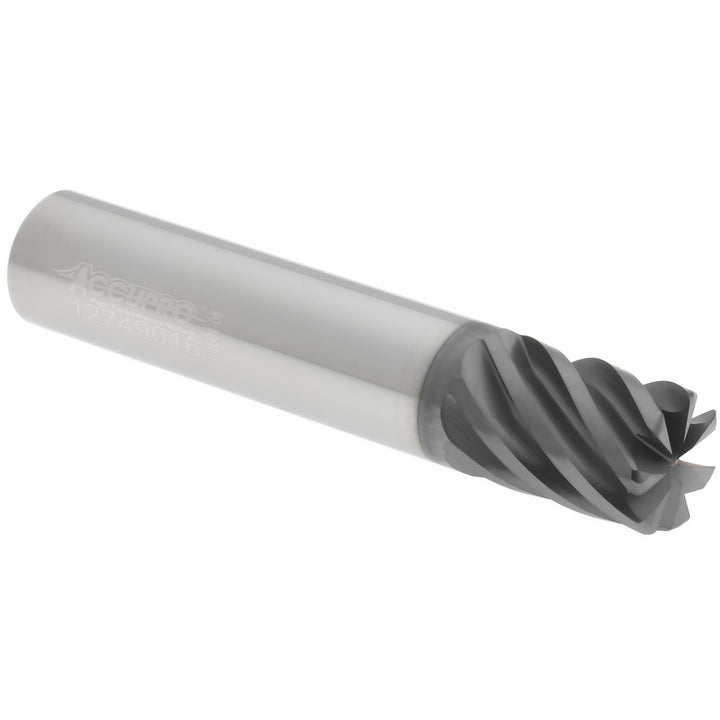3/8" 7-Flute Solid Carbide Corner Radius End Mill, AlCrTiN - Accupro 312577