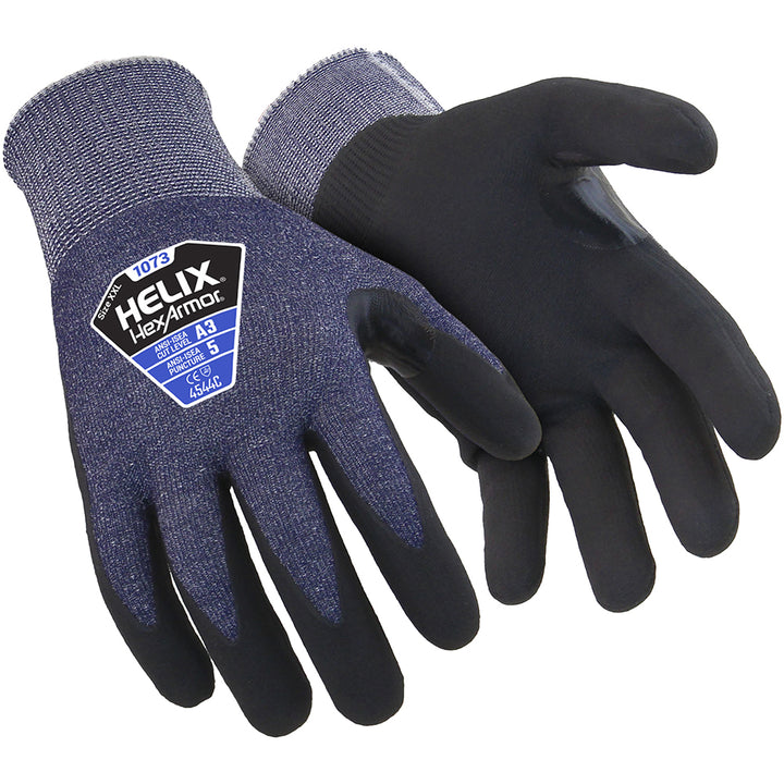 Medium Blue; Black HPPE; Fiberglass Blend General Purpose Gloves - HexArmor. 1073-M (8)