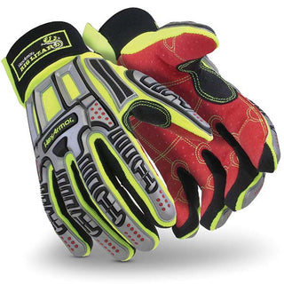 Large Gray; Red; High-Visbility Yellow Synthetic Leather Mechanic's Gloves - HexArmor. 2028X-L (9)