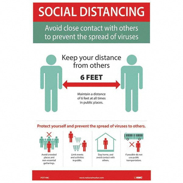 SOCIAL DISTANCING Avoid close contact with others to prevent Sign - AccuformNMC PST148C