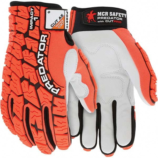 Medium Orange; Black Leather Cut-Resistant Gloves - MCR Safety PD2910M