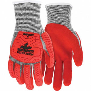 Small Gray; Red HPPE Cut, Puncture & Abrasion-Resistant Gloves - MCR Safety UT1954S