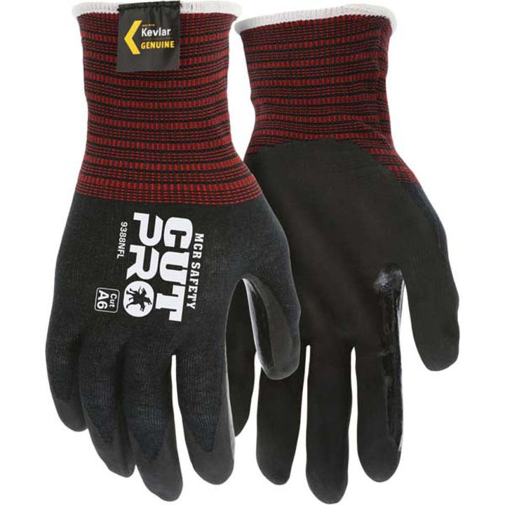 X-Large Black Kevlar Cut-Resistant Gloves - MCR Safety 9388NFXL