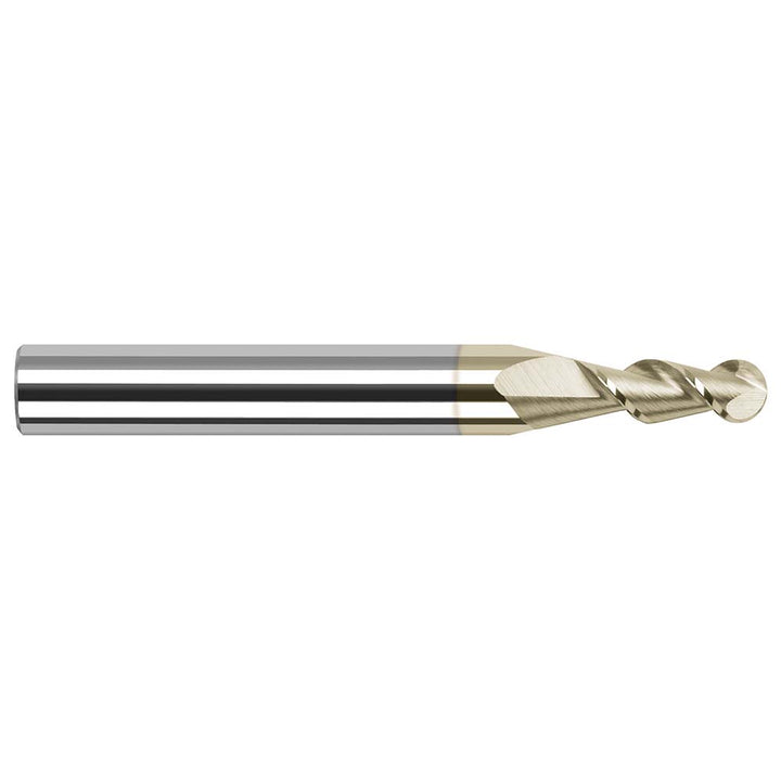 1/4in" 2-Flute Solid Carbide Ball End Mill, ZrN - Harvey Tool 27916-C7