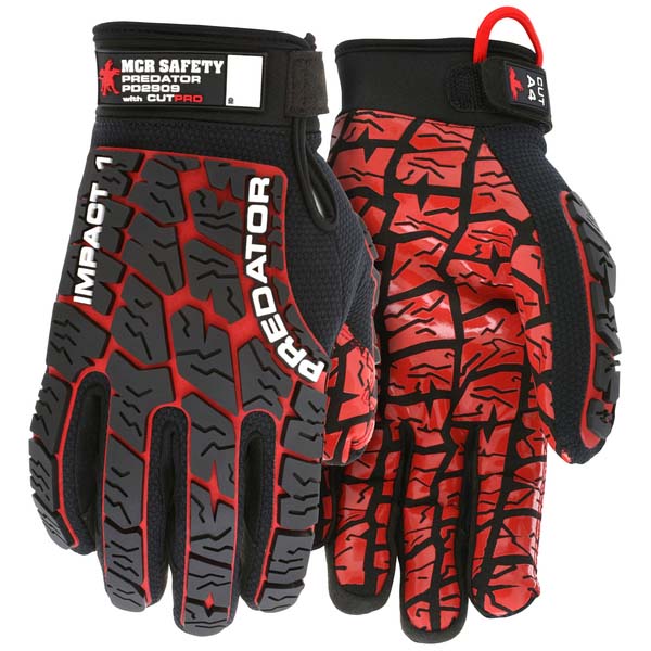 Large Black; Red Kevlar Cut, Puncture & Abrasion-Resistant Gloves - MCR Safety PD2909L