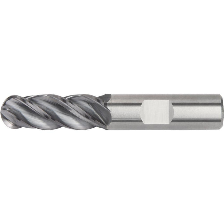 1" 4-Flute Solid Carbide Ball End Mill, AlTiN - Widia 5576666
