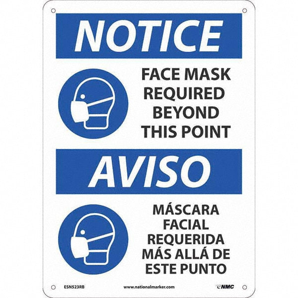 NOTICE FACE MASK REQUIRED BEYOND THIS POINT. AVISO MASCARA F Sign - AccuformNMC ESN523RB