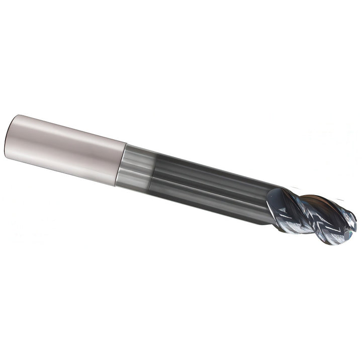 3/8" 4-Flute Solid Carbide Ball End Mill, AlTiCrSiN - Iscar 3398278
