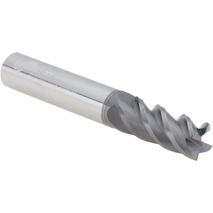 3/8" 4-Flute Solid Carbide Corner Radius End Mill, AlTiN - Supermill 5253729