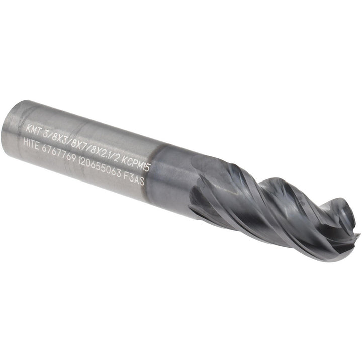 3/8" 4-Flute Solid Carbide Ball End Mill, AlTiN - Kennametal 6767769