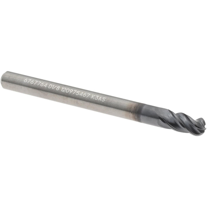 1/8" 4-Flute Solid Carbide Ball End Mill, AlTiN - Kennametal 6767764