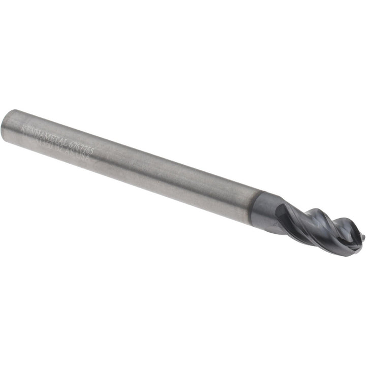 3/16" 4-Flute Solid Carbide Ball End Mill, AlTiN - Kennametal 6767765