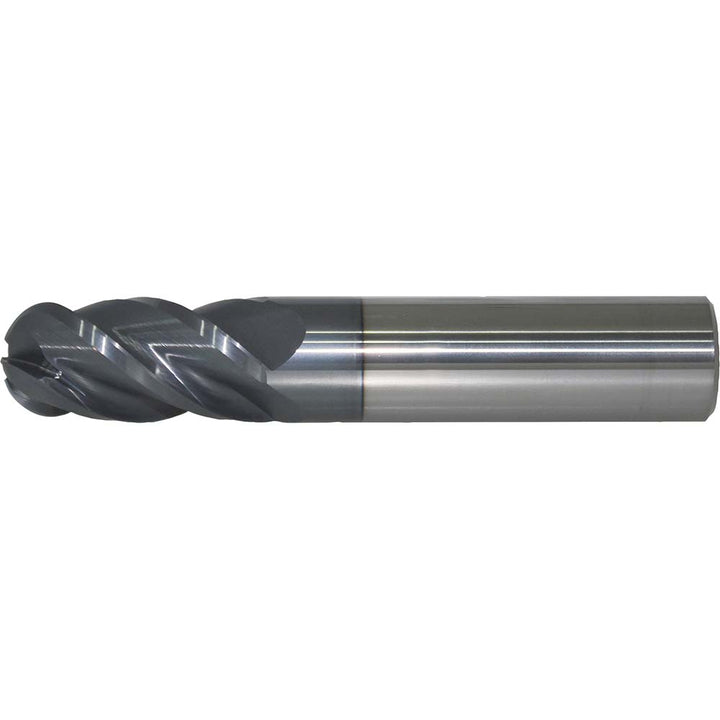 3/8" 4-Flute Solid Carbide Ball End Mill, AlTiN+ - Accupro 14556478