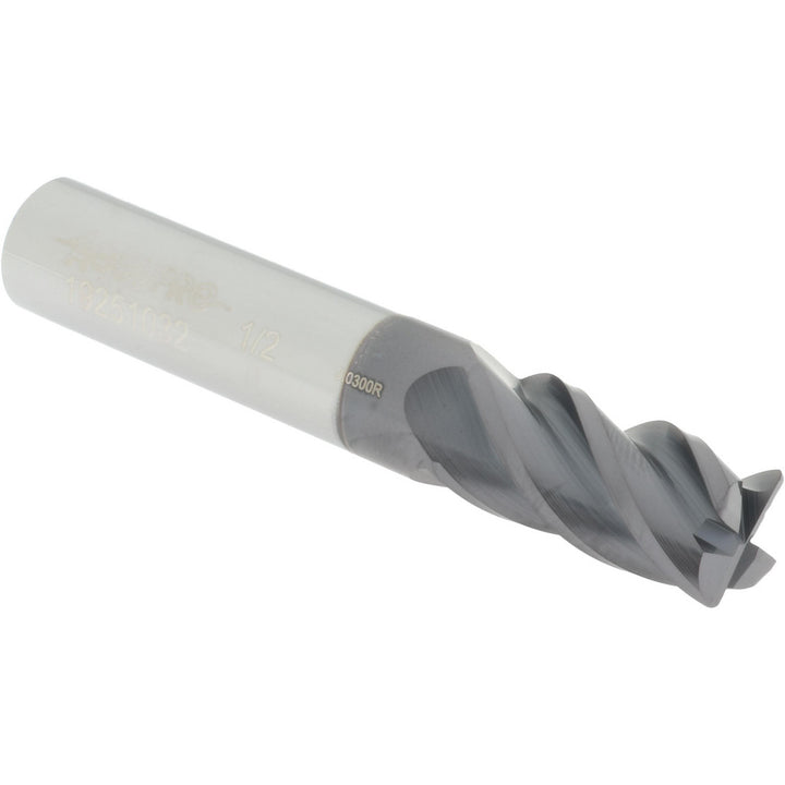 1/2in" 4-Flute Solid Carbide Corner Radius End Mill, AlTiN+ - Accupro 14556431